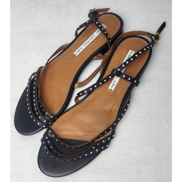 & Other Stories Leather Rhinestone Strappy Flat Sandals | Size 8 - Picture 2 of 9